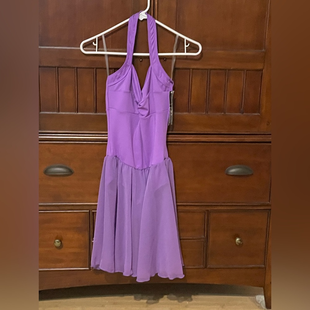 Premiere collections body wrappers dance wear purple halter dress